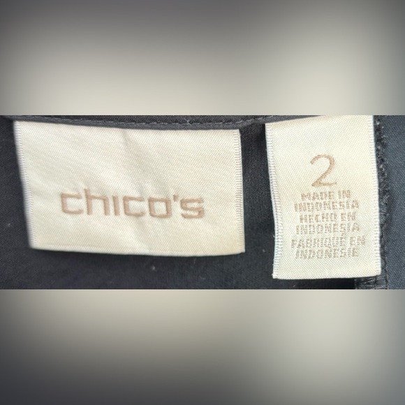 Chico's 2 M Caftan Jersey Shift Short Sleeve Black Basic Minimalist Dress - Picture 10 of 11